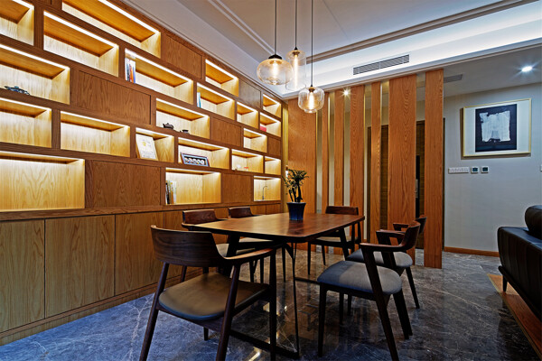现代简约餐厅餐桌背景墙设计图