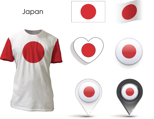 日本国旗元素t恤矢量素材