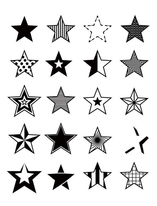 五角星图案黑色线性简约星星