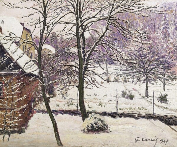 GustaveCariotTheGardenundertheSnow1947画家风景画静物油画建筑油画装饰画