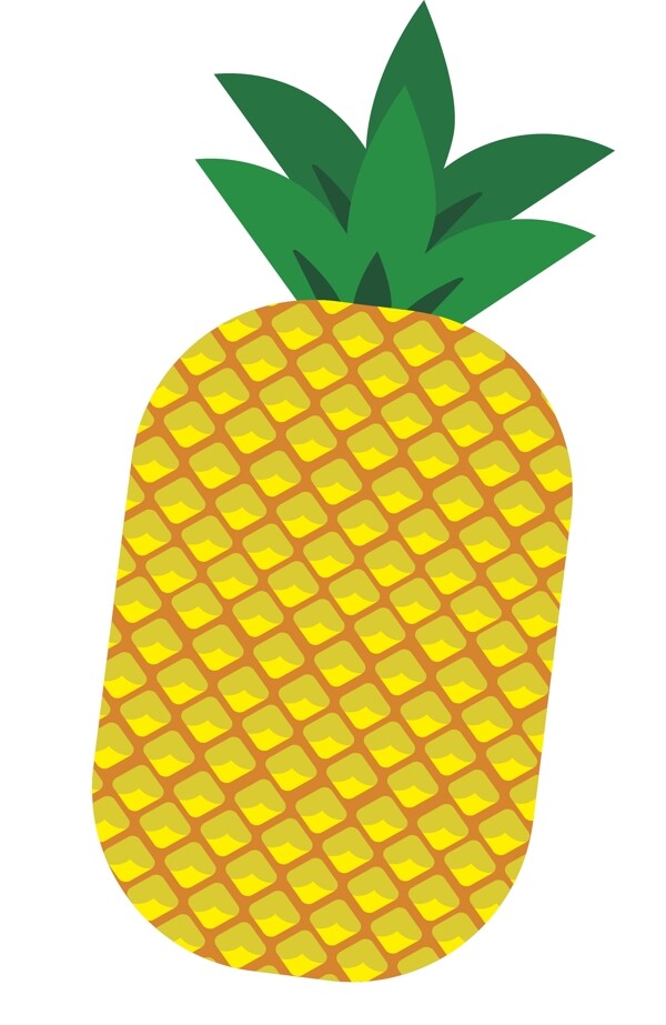 夏日水果金清新黄色菠萝手绘美食元素