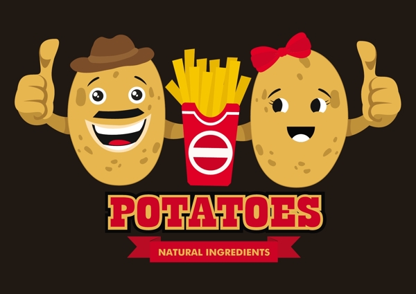 土豆薯条矢量素材