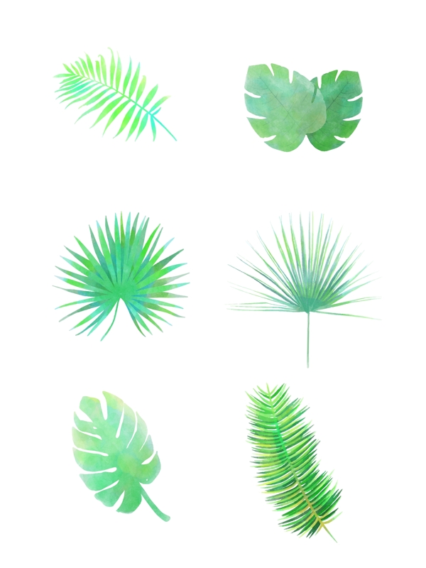 叶子绿色手绘简约元素设计