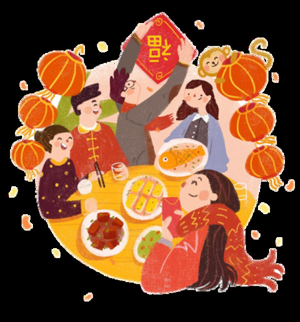 中国风年夜饭图案设计