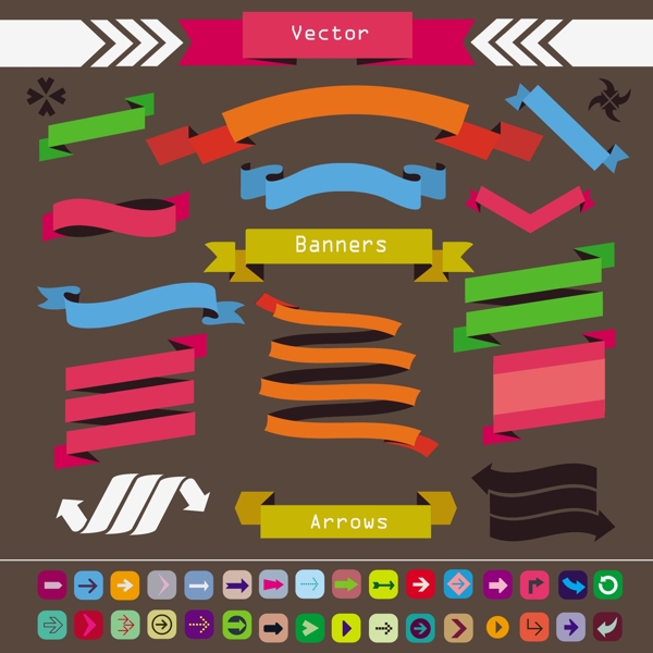 彩色绸带标签设计矢量素材