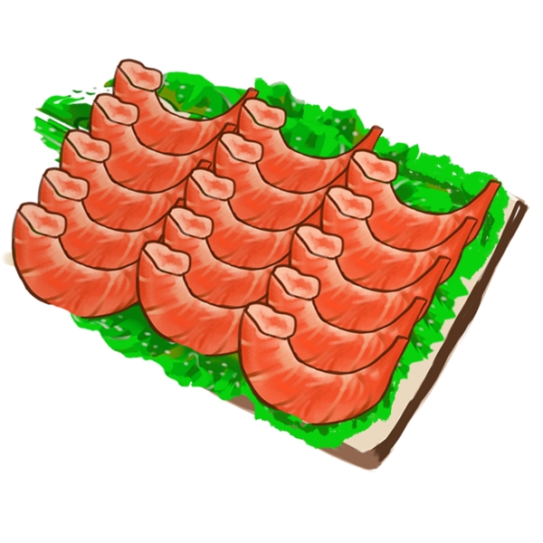 简笔食物虾子插画