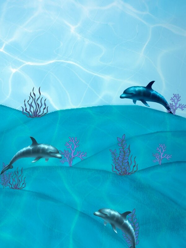海底海豚景色设计