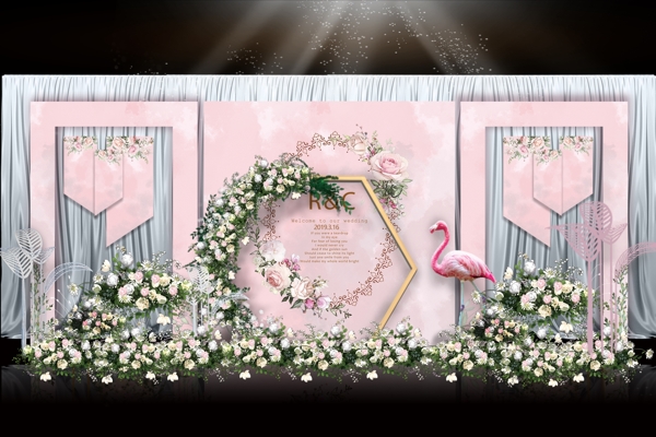 粉色婚礼迎宾效果图