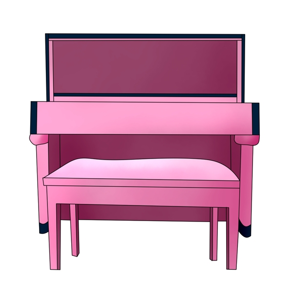 粉色钢琴卡通插画