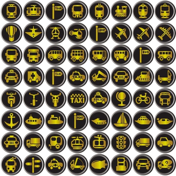 金色交通工具图标