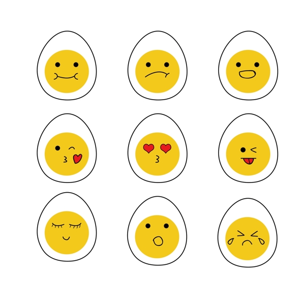 卡通手绘表情情绪圆鸡蛋