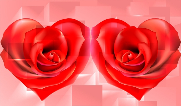 3D方块爱心玫瑰素材