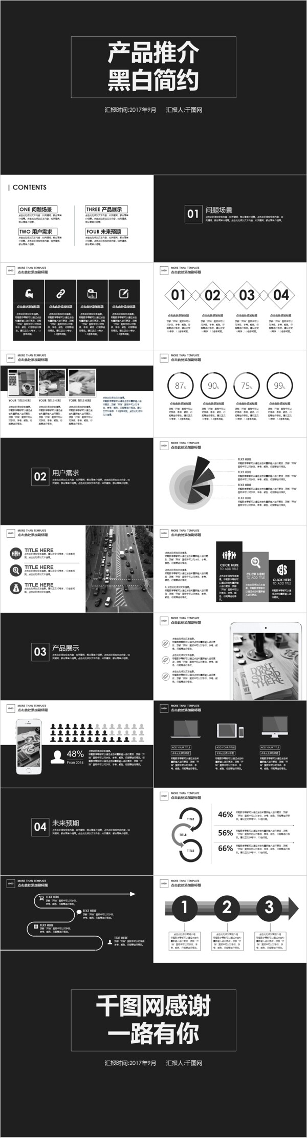 产品推介黑白简约ppt模板免费下载