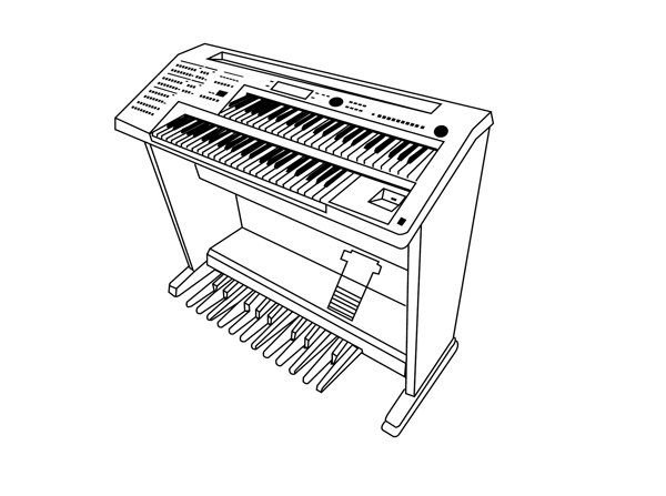 双排键电子琴钢琴矢量图