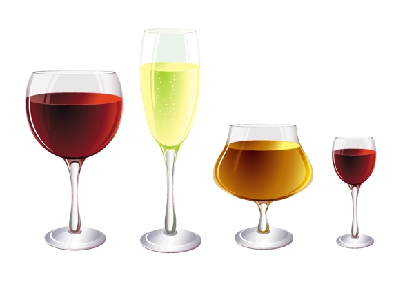 四种款式的酒杯