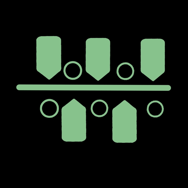 绿色圆形箭头对称分类图标