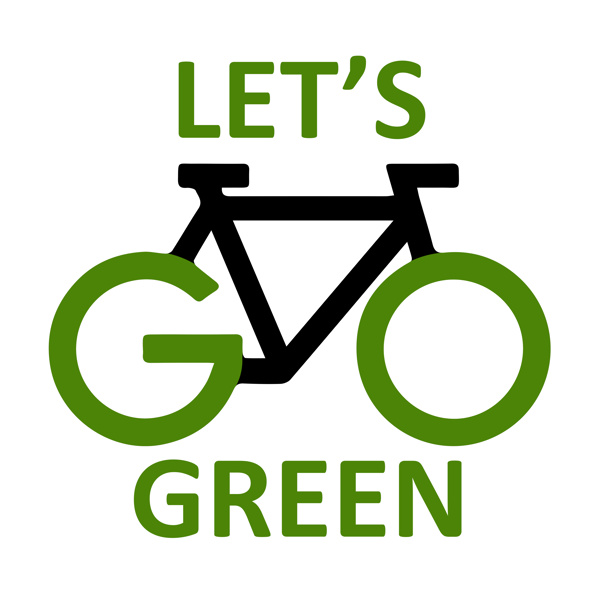绿色手绘自行车图片