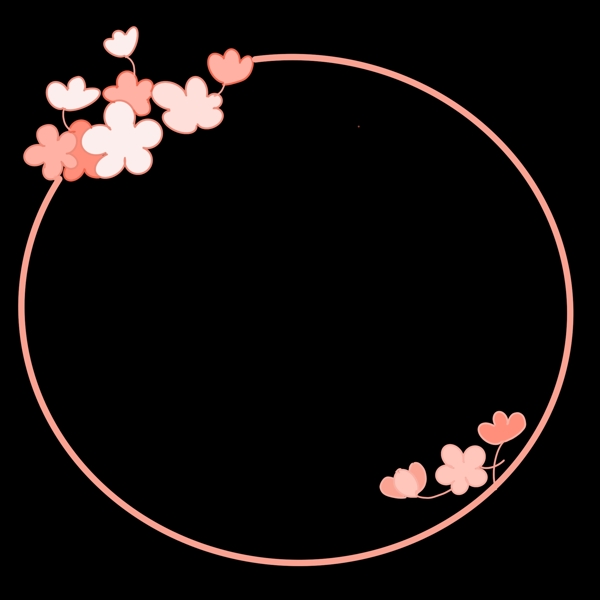 圆形的粉色花朵边框
