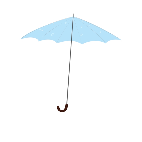 清新蓝色雨伞装饰元素