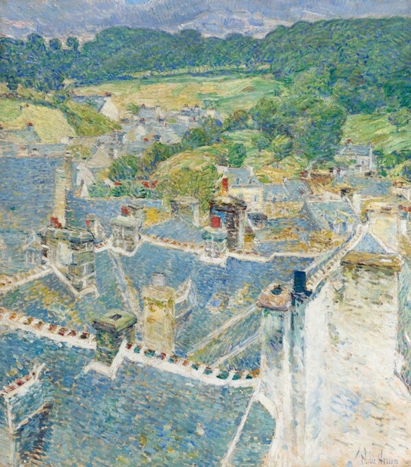 FrederickChildeHassamRooftopsPontAvenBrittany1897画家风景画静物油画建筑油画装饰画