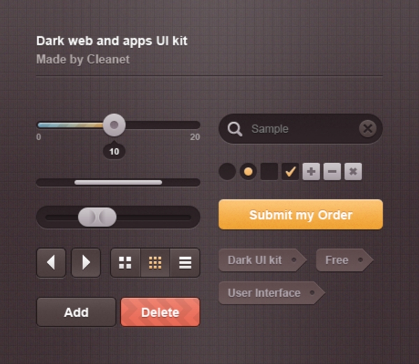 黑灰色APP手机UI控件系列素材下载