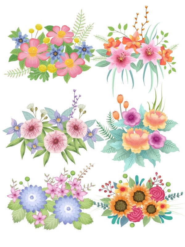 手绘清新花卉植物唯美卡通节日装饰节日
