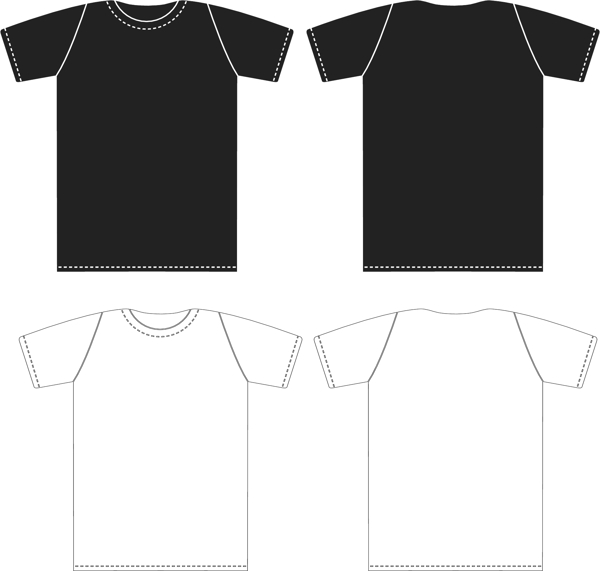 黑色和白色的T恤表面无论如何AI格式素材