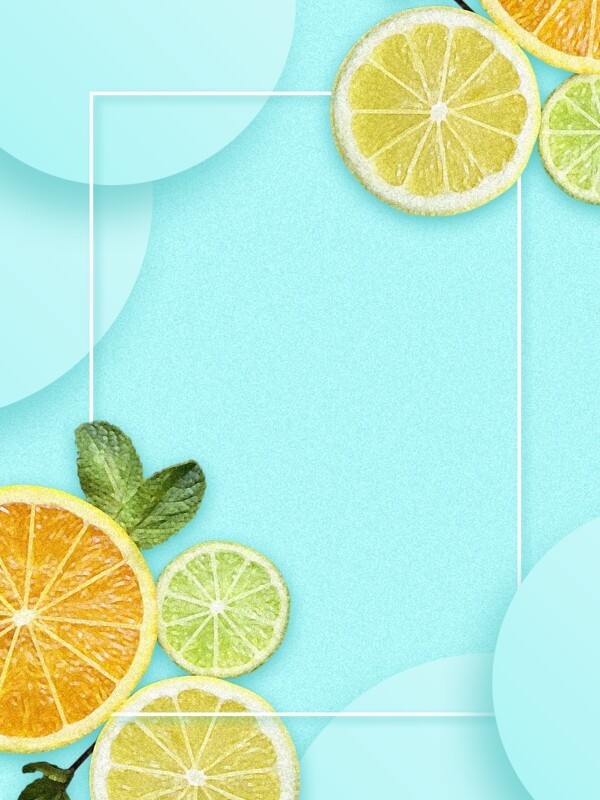 全原创水果柠檬边框背景