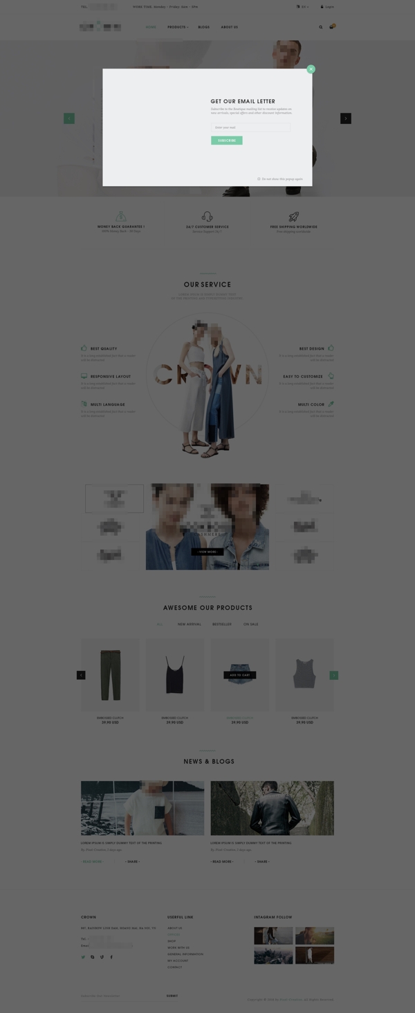 企业电商商城购物网站设计值企业弹框