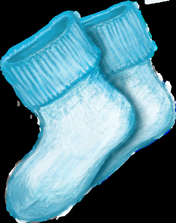 手绘蓝色可爱袜子透明素材
