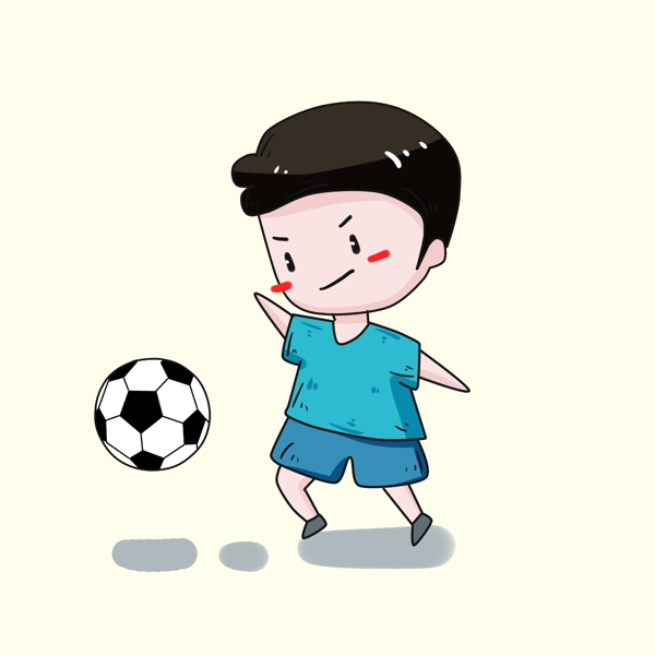 运动男孩踢足球图片