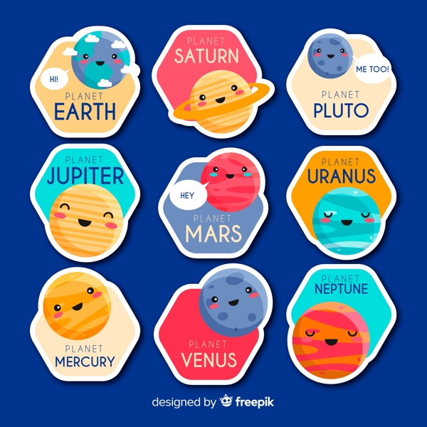 9款可爱太阳系行星标签