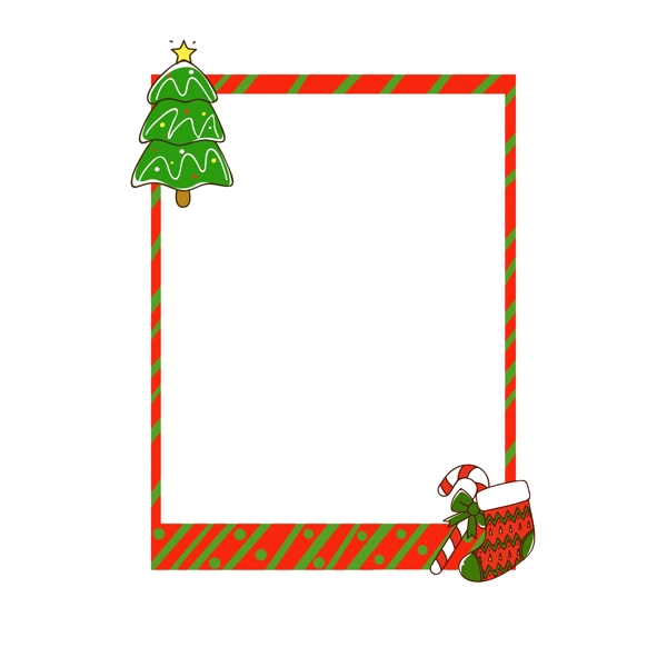 手绘圣诞节圣诞树边框