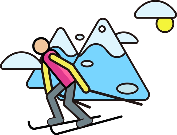 冬季元素冰山滑雪人物4