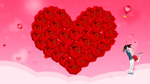 红色爱心玫瑰浪漫背景