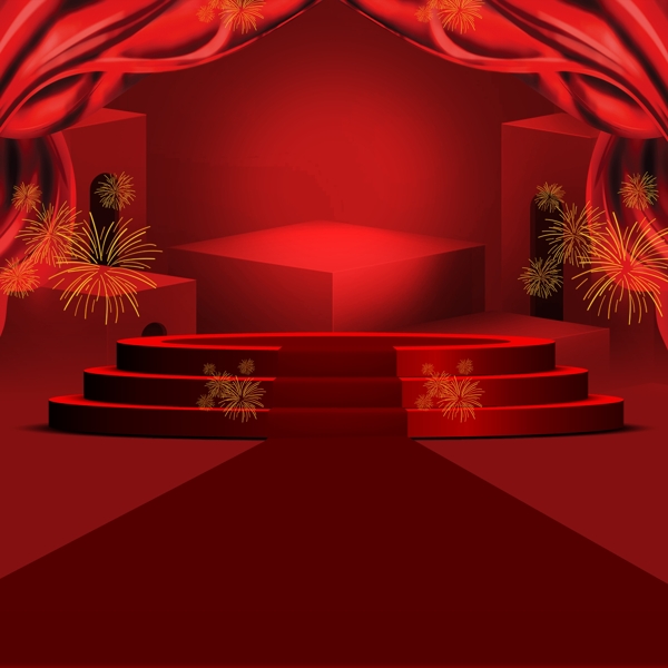 红色舞台的主图背景