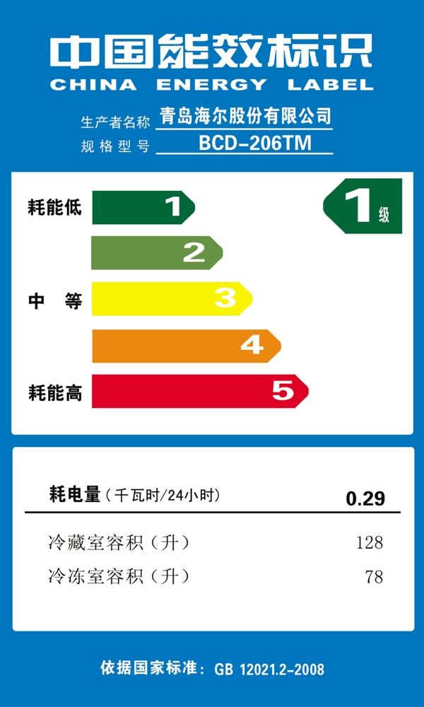 海尔能效标识图片