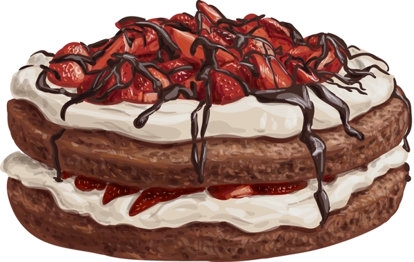 手绘草莓巧克力蛋糕