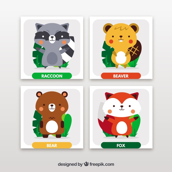 可爱的森林动物卡片