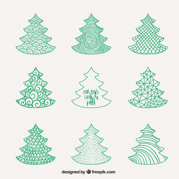 手画风格的绿色圣诞树