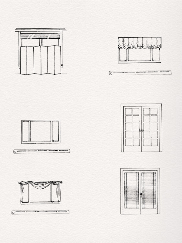 一组线简约条窗户素材