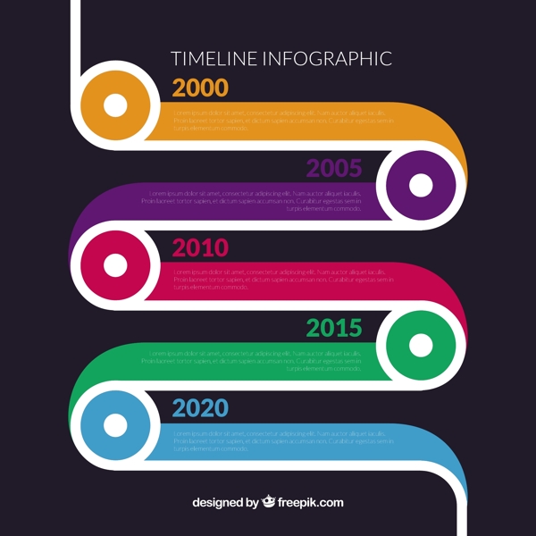 在平面设计丰富多彩的时间轴图表