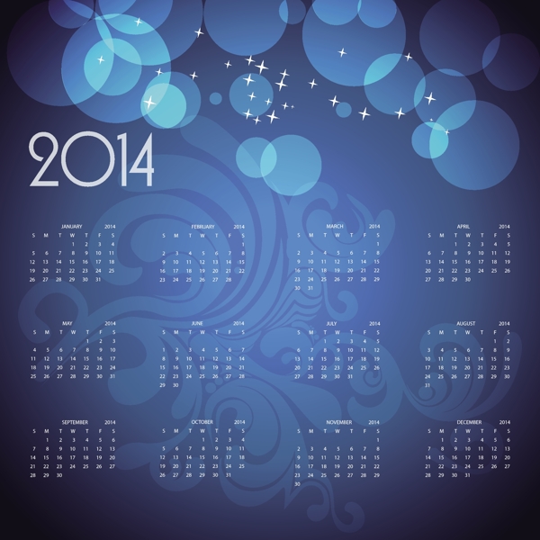 蓝色的摘要2014日历