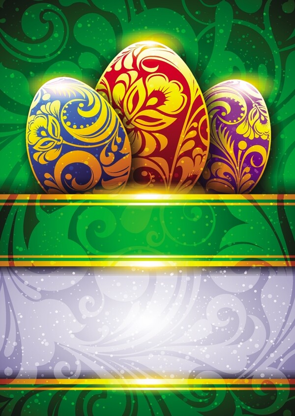 华丽复活节花纹金蛋矢量素材