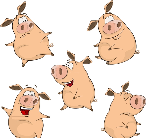 5款可爱卡通猪矢量素材