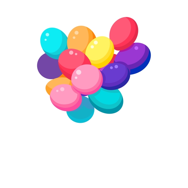 卡通一束彩色的气球插画元素