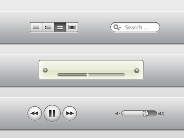 网页UI灰色音乐播放器搜索框进度条素材