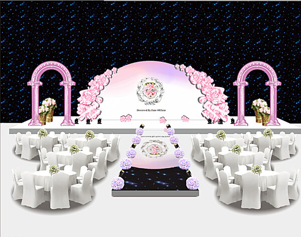 粉紫色婚礼现场效果图图片