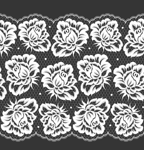 白色花卉图案纹样矢量素材