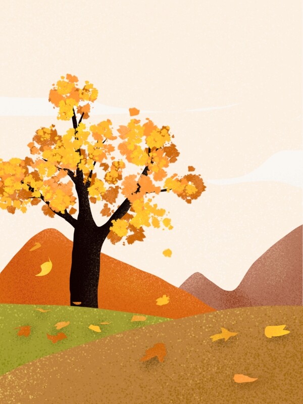 秋天树叶落叶卡通背景